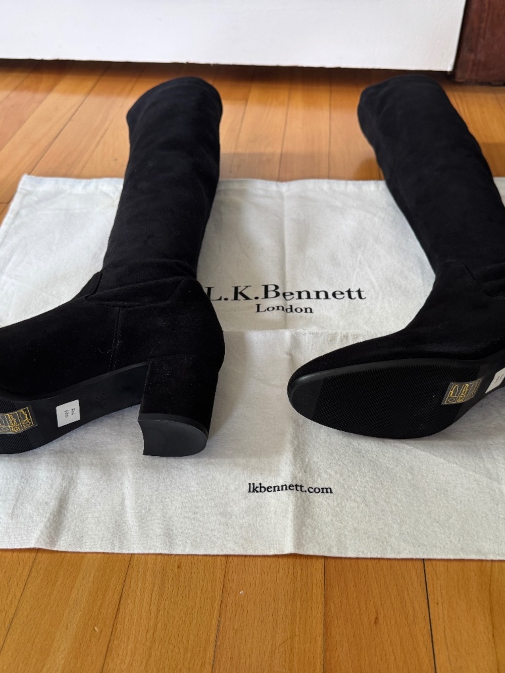 LK Bennett Keri boot. Black Stretch Suede. 36.5 (US 6.5). NWT